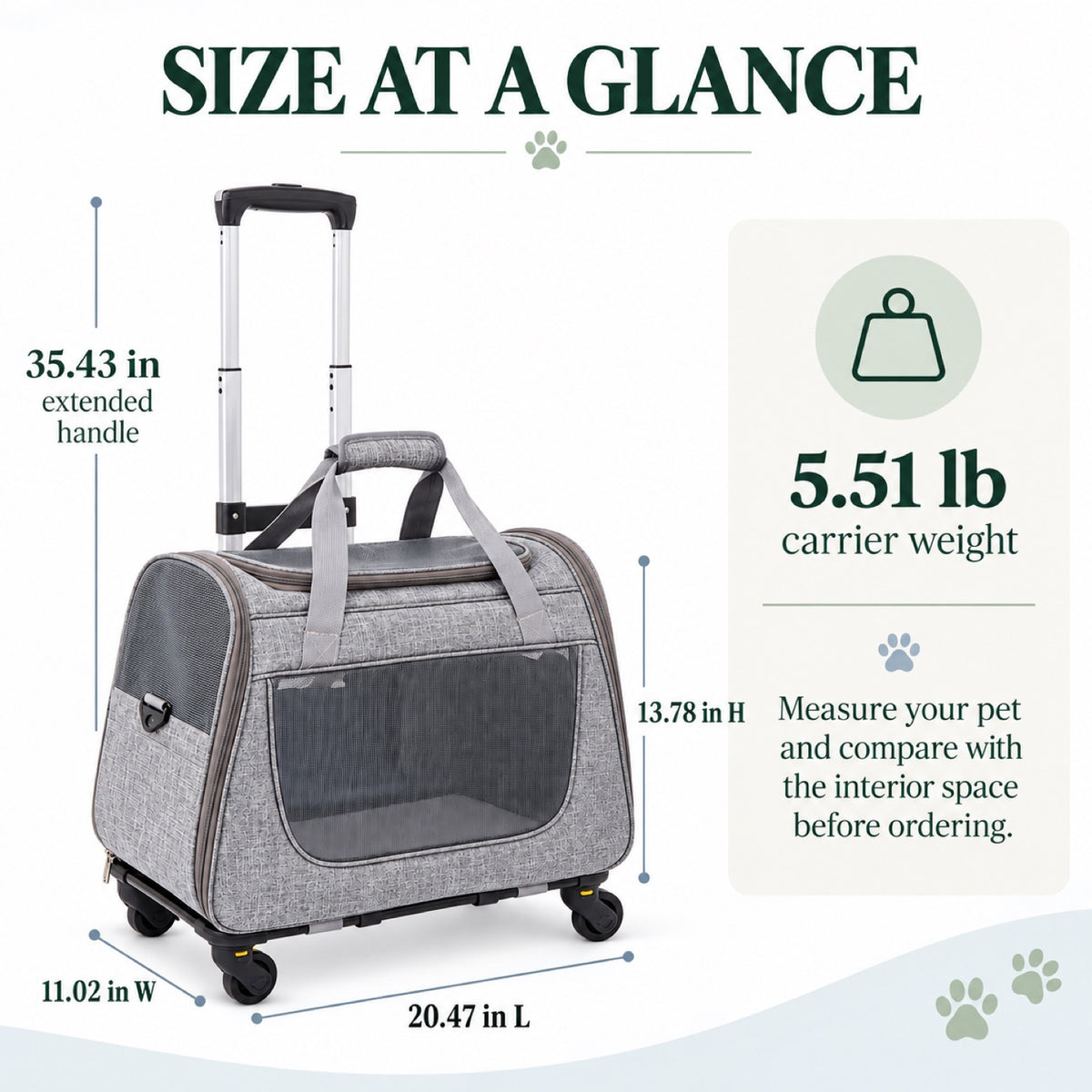 Large Rolling Pet Carrier with Detachable Trolley, 2 Colors, By GAVPEPY image 4 - 3.jpg