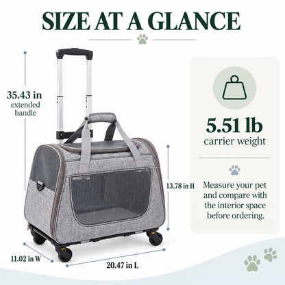 Large Rolling Pet Carrier with Detachable Trolley, 2 Colors, By GAVPEPY image 4 - 3.jpg