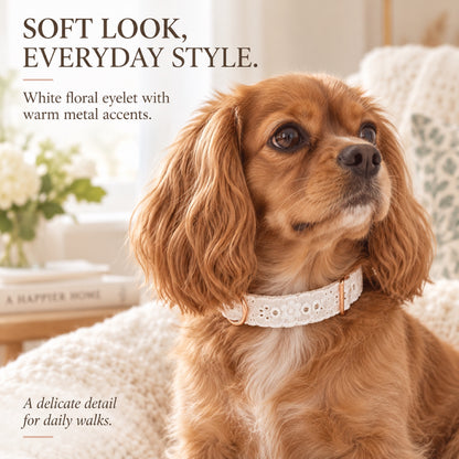 GAVPEPY Polyester Lace-Trim Dog Collar, Sizes 2-0 X 35, 2-0 X 45, 2-0 X 55, White, for neighborhood walks, park visits and daily dog wear; an adjustable neckwear option for supervised walks and everyday outings image 4 - 3.jpg