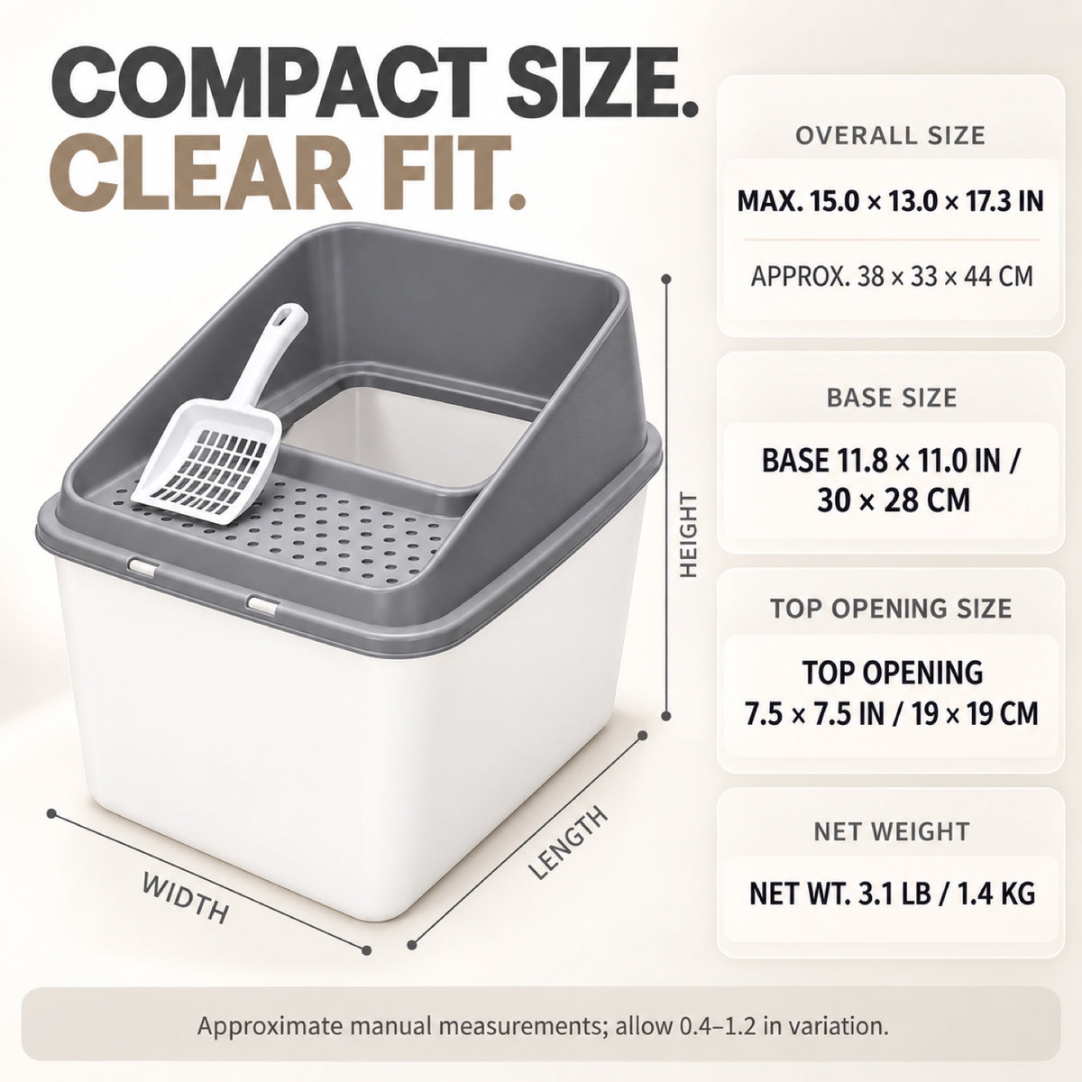 GAVPEPY Top-Entry Enclosed Cat Litter Box, 2 Options image 4 - 3.jpg