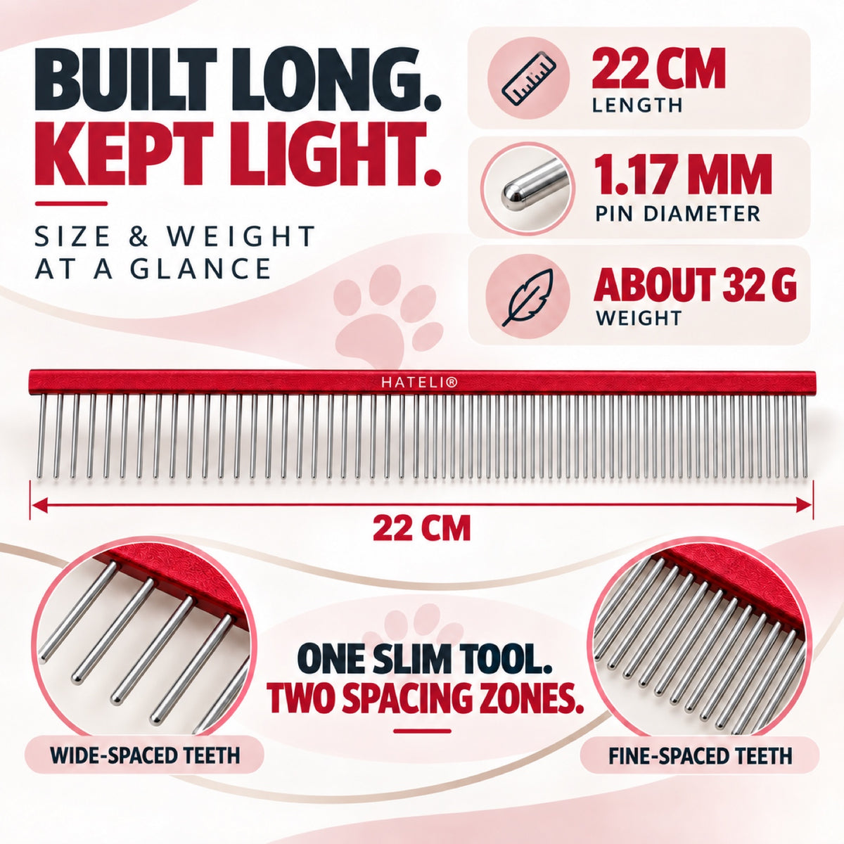 22 cm Stainless Steel Pet Grooming Comb, 5 Colors, By GAVPEPY image 4 - 3.jpg
