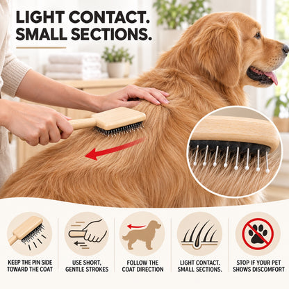 Beechwood Cushion Pet Slicker Brush, 2 Sizes, By GAVPEPY image 4 - 3.jpg