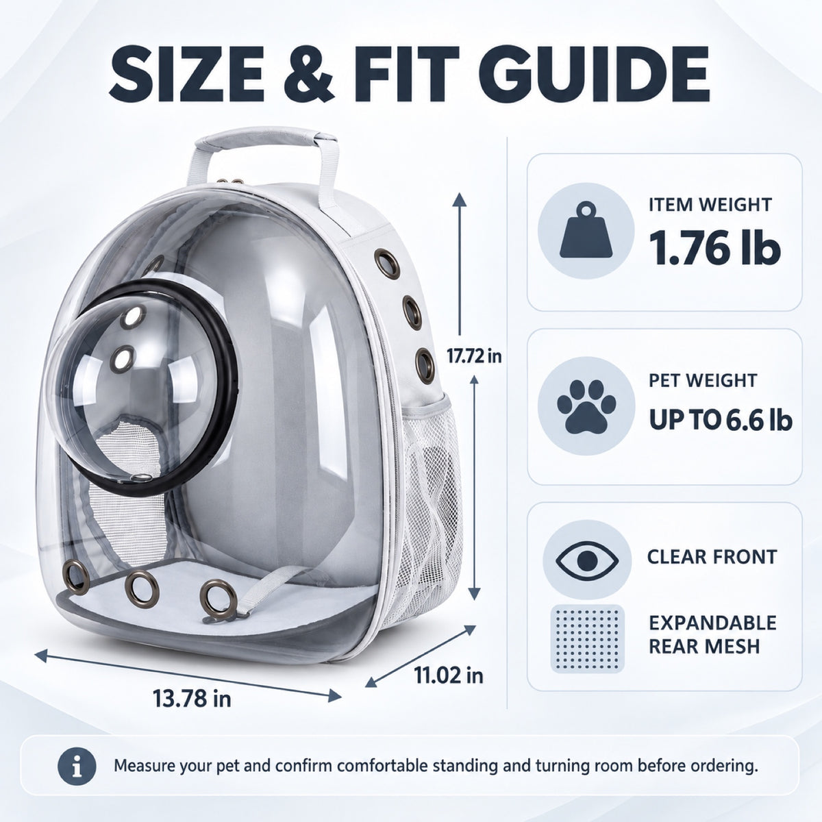 Transparent Space Capsule Pet Backpack, 7 Colors, By GAVPEPY image 4 - 3.jpg