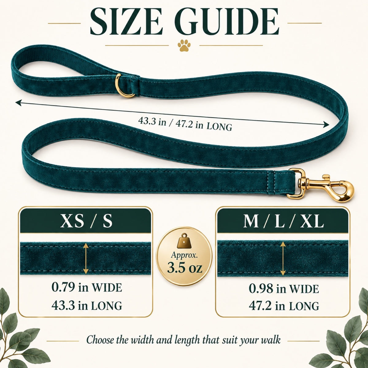 Velvet Dog Leash, 36 Colors and 5 Sizes, By GAVPEPY image 4 - 3.jpg