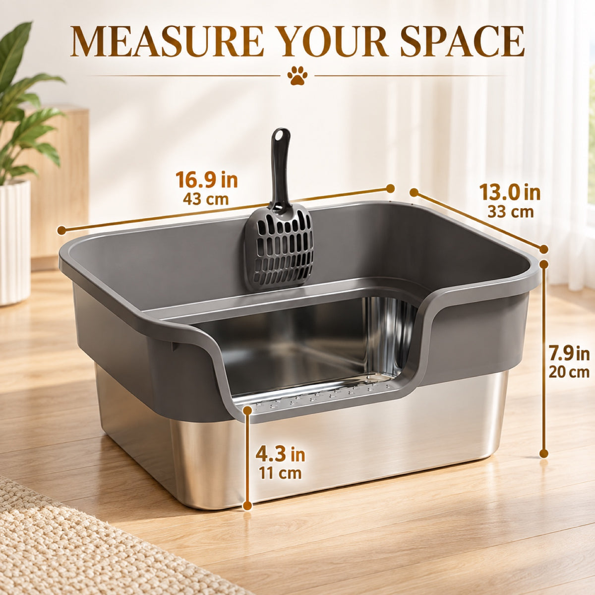 GAVPEPY Extra Large Stainless Steel Top-Entry Cat Litter Box, 18 Options image 4 - 3.jpg
