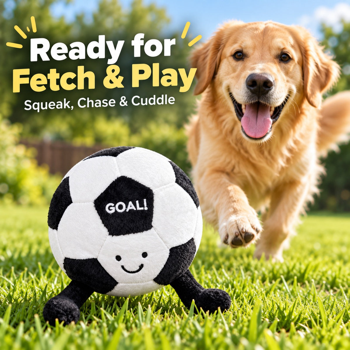 Plush Fabric Squeaky Soccer Dog Toy, 1 Style, By GAVPEPY image 4 - 3.jpg