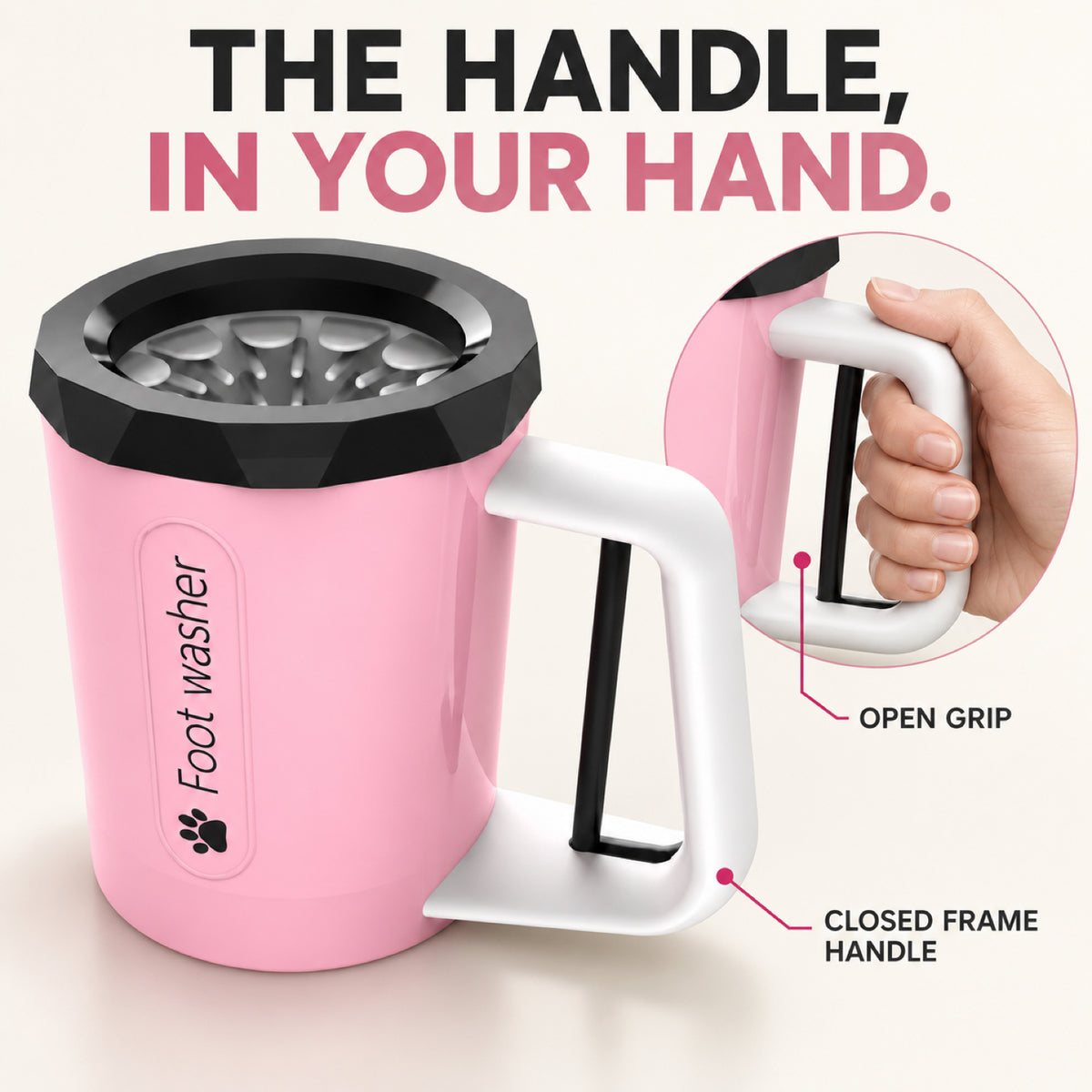 GAVPEPY Plastic Handled Paw Washer Cup, Sizes , White, Green, Pink, for cleaning paws after outdoor walks; reusable cup with the selected color and size shown in the product photos; review the selected variant photo for details image 3 - 3.jpg
