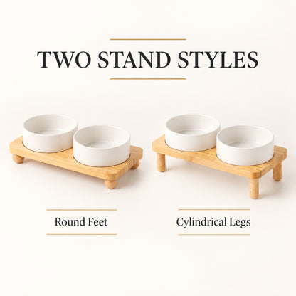 Raised Ceramic Double Pet Bowl with Bamboo Stand, 40 Options, By GAVPEPY image 4 - 3.jpg