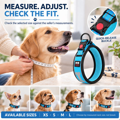 GAVPEPY Padded Mesh Dog Collar, Sizes XS, S, M, L, 5 color or pattern options, for neighborhood walks, park visits and daily dog wear; an adjustable neckwear option for supervised walks and everyday outings image 4 - 3.jpg