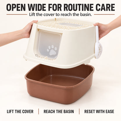 GAVPEPY Extra Large Top-Entry Enclosed Cat Litter Box, 2 Options image 4 - 3.jpg