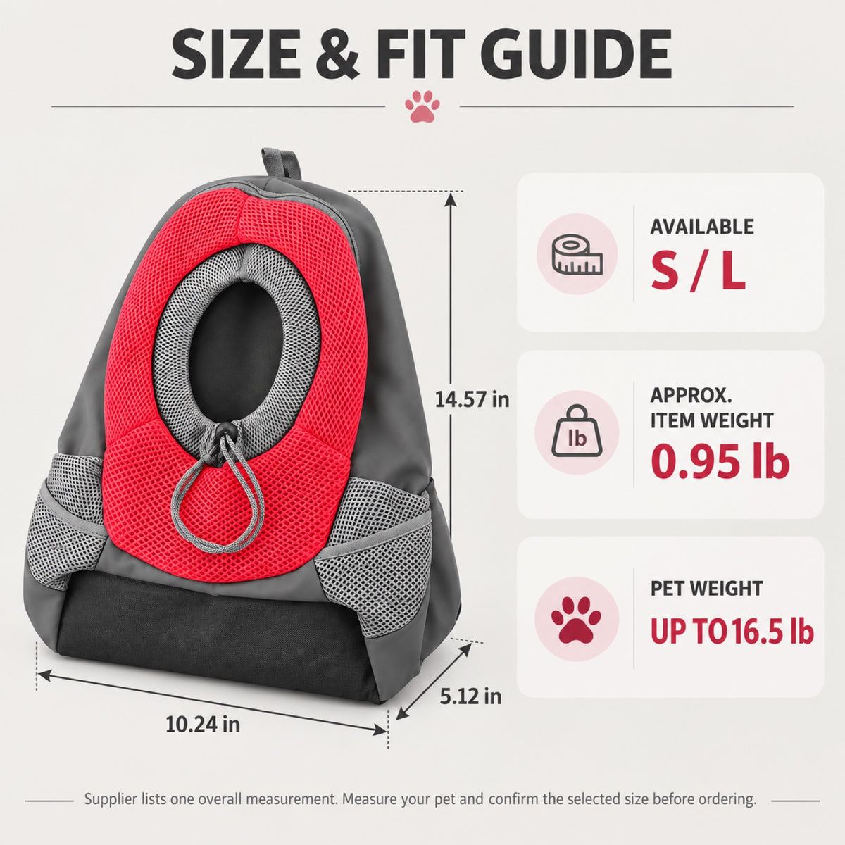 Front Pet Carrier Backpack, 2 Sizes, 6 Colors, By GAVPEPY image 4 - 3.jpg