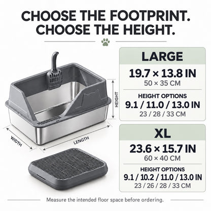 GAVPEPY Extra Large Stainless Steel High-Sided Cat Litter Box, 56 Options image 4 - 3.jpg