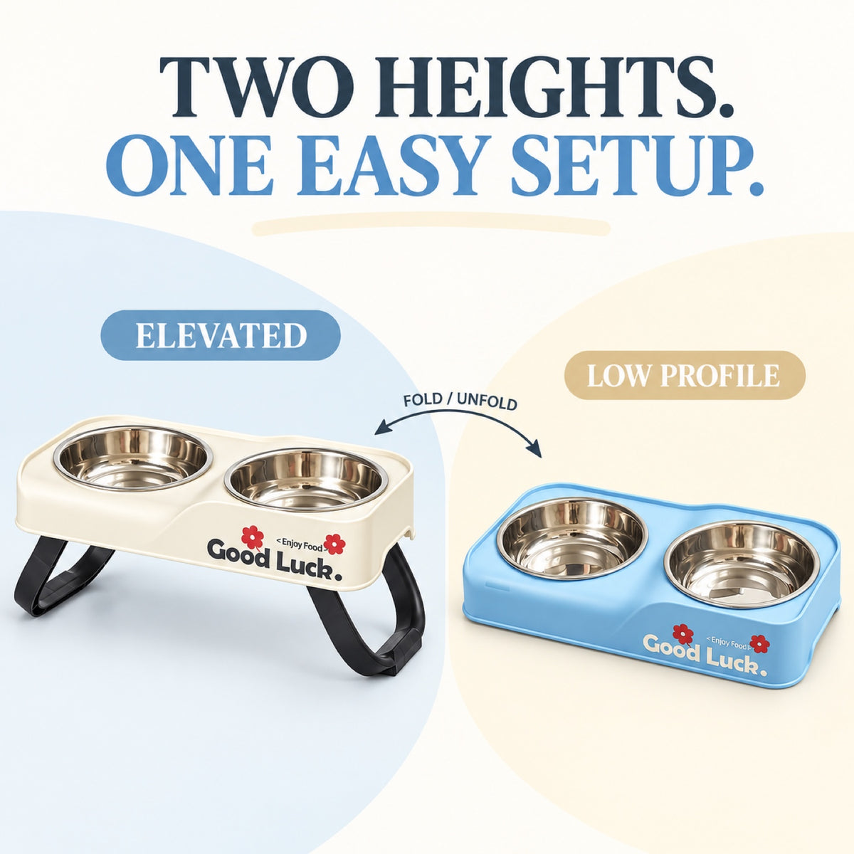 Raised Stainless Steel Double Pet Bowl, 3 Colors, By GAVPEPY image 4 - 3.jpg