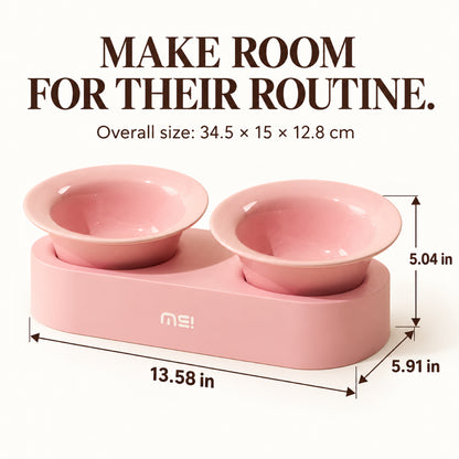 GAVPEPY Ceramic Raised Pet Bowl Collection, up to 34.5 x 15 x 12.8 cm for the paired set, seven pictured color and package options, for Everyday Dog and Cat Meals or Water at Home, raised ceramic feeding bowls in single- or double-bowl image 4 - 3.jpg