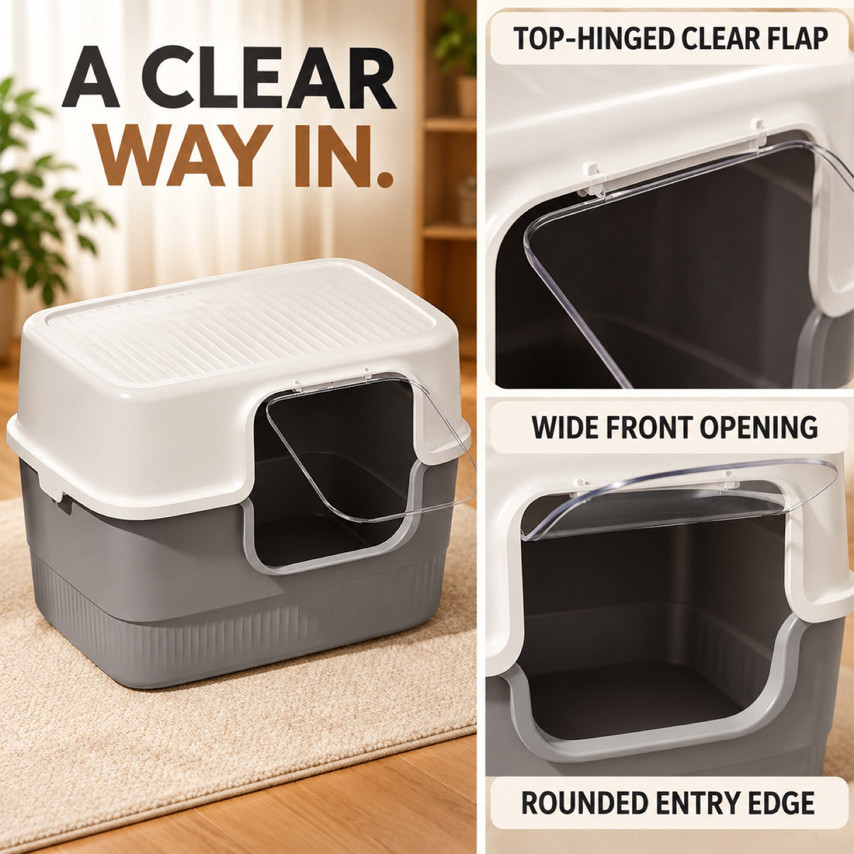 GAVPEPY Extra Large Enclosed Cat Litter Box, 2 Options image 4 - 3.jpg
