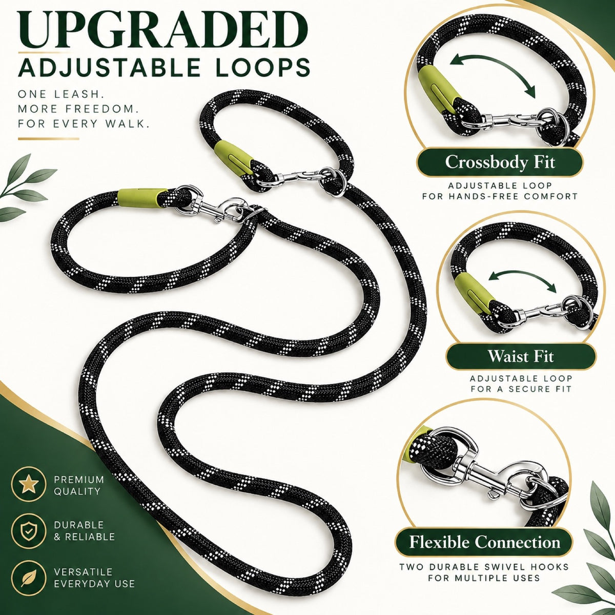 Upgraded Reflective Hands-Free Dog Leash, 4 Colors and 2 Widths, By GAVPEPY image 4 - 3.jpg