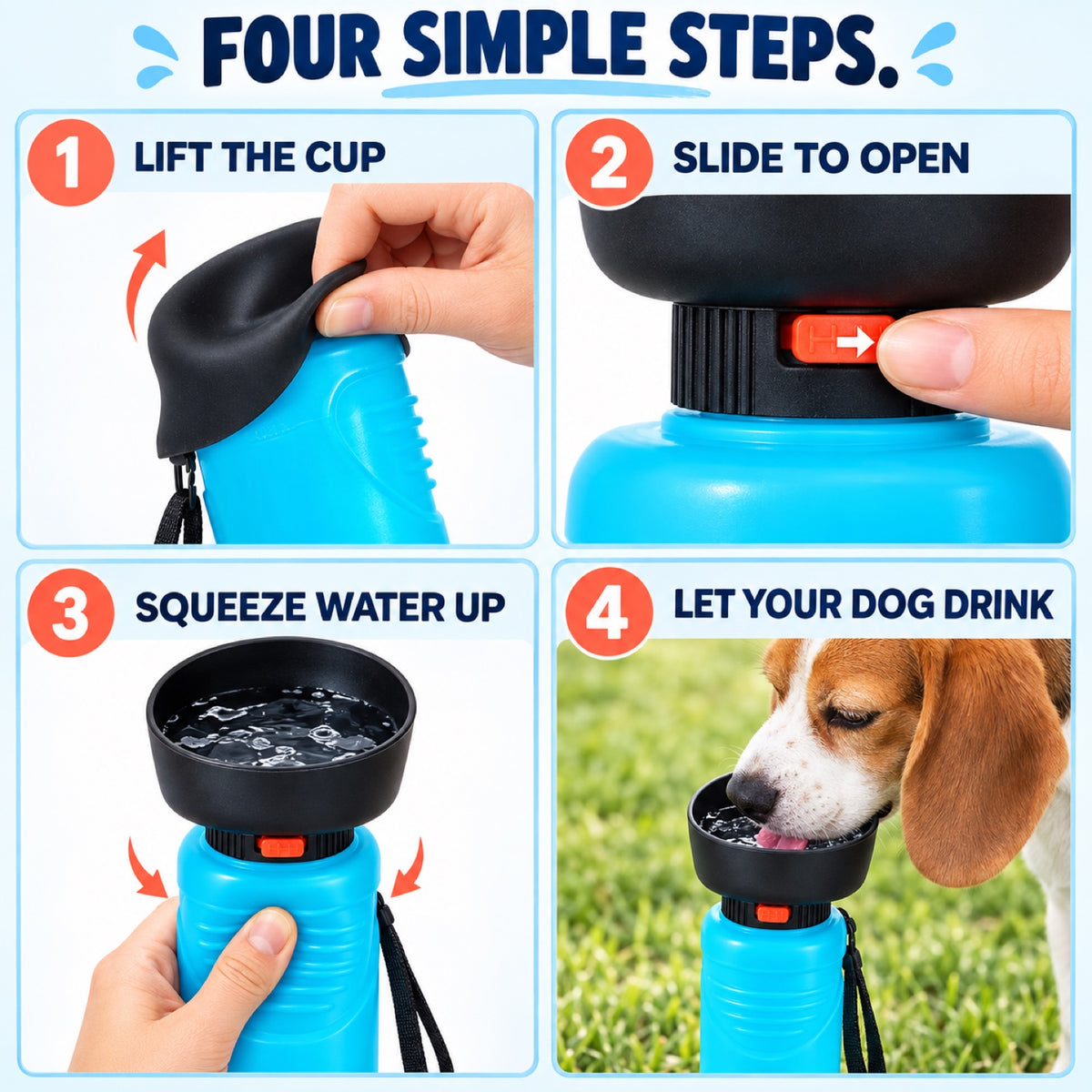Squeeze-Flow Silicone Pet Water Bottle, 520 or 650 mL, By GAVPEPY image 4 - 3.jpg