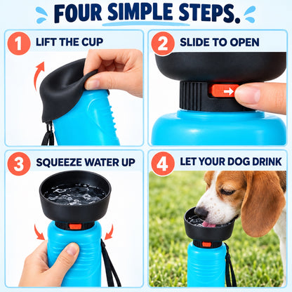 Squeeze-Flow Silicone Pet Water Bottle, 520 or 650 mL, By GAVPEPY image 4 - 3.jpg