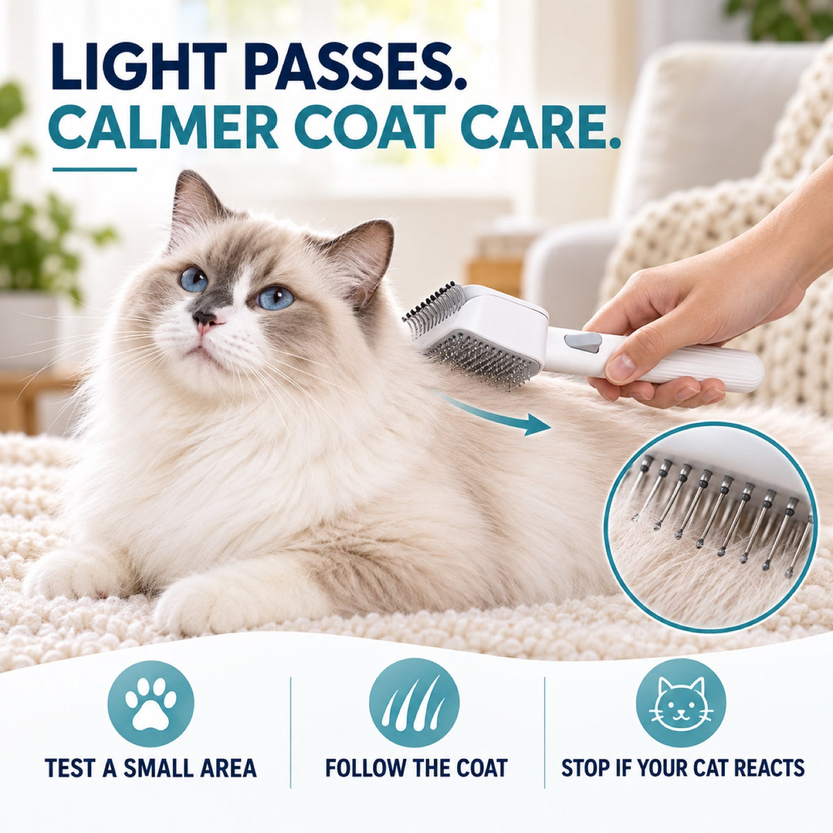 One-Touch Pet Grooming Brush, White, By GAVPEPY image 4 - 3.jpg