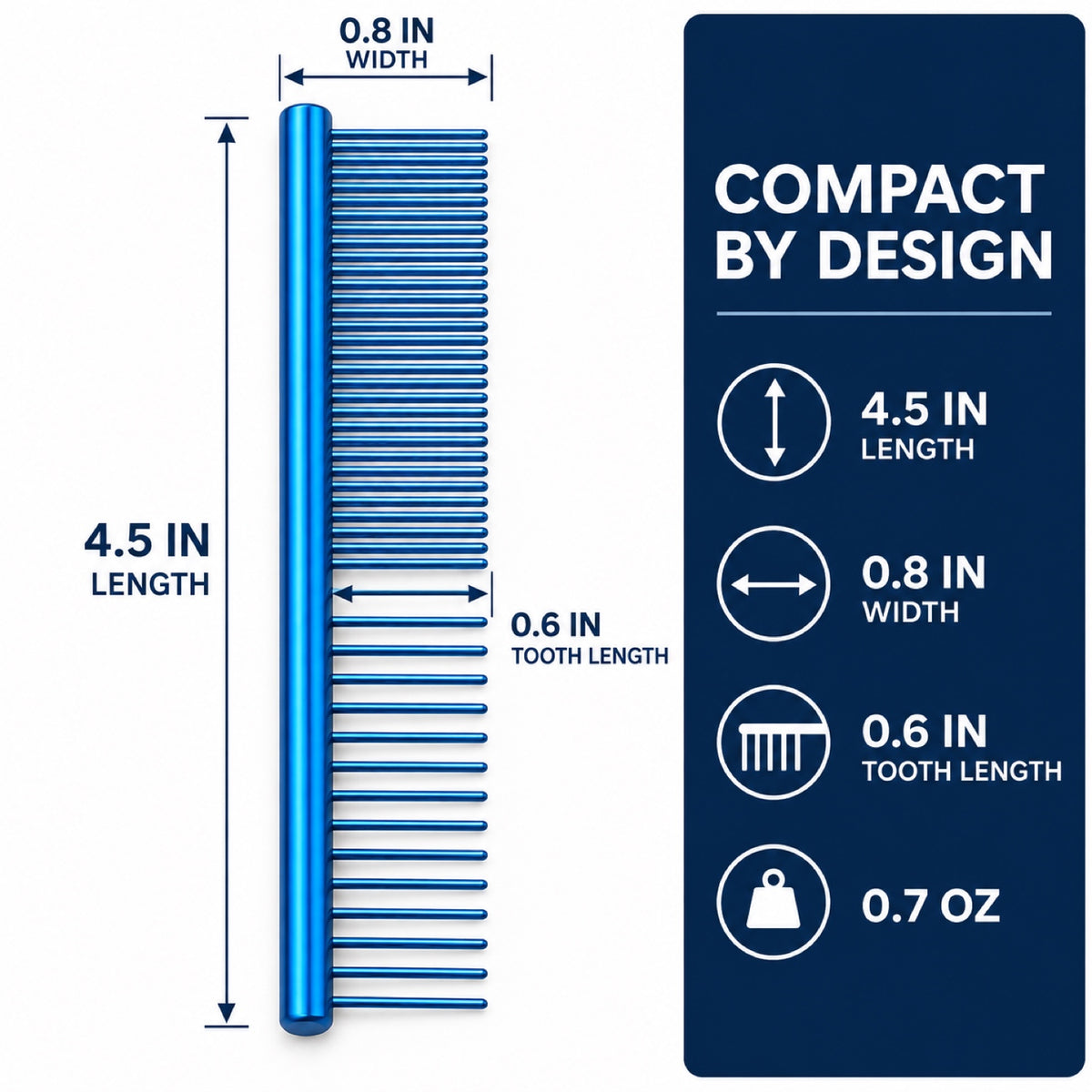 115 mm Dual-Density Metal Pet Face Comb, 4 Colors, By GAVPEPY image 4 - 3.jpg