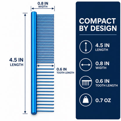 115 mm Dual-Density Metal Pet Face Comb, 4 Colors, By GAVPEPY image 4 - 3.jpg