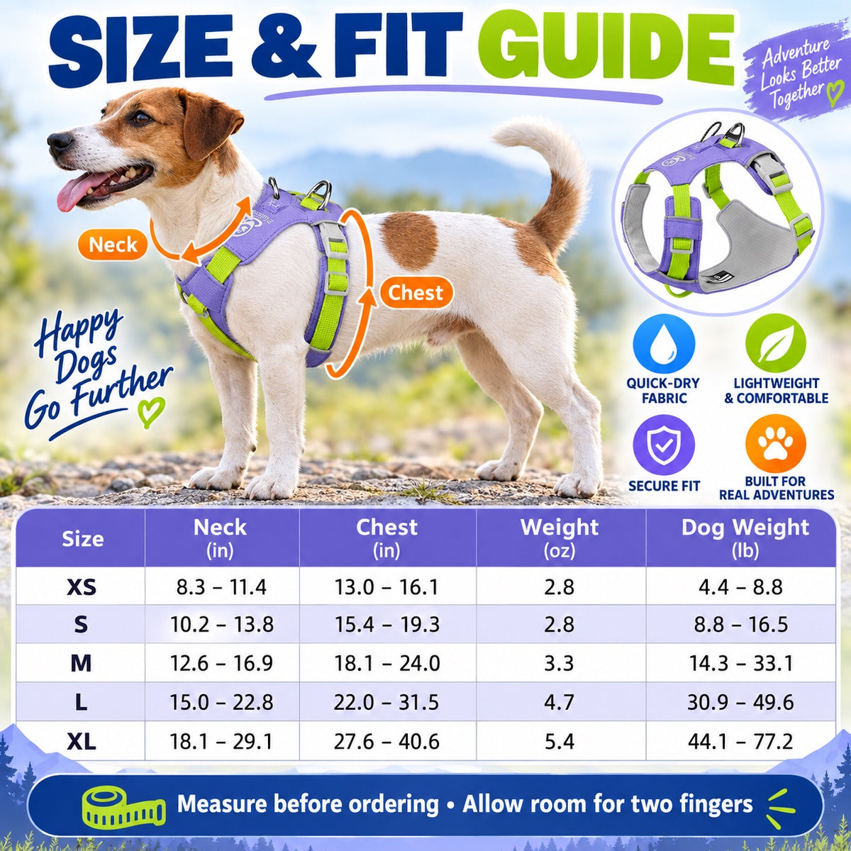 Quick-Dry Outdoor Dog Harness, 13 Colors and 5 Sizes, By GAVPEPY image 4 - 3.jpg