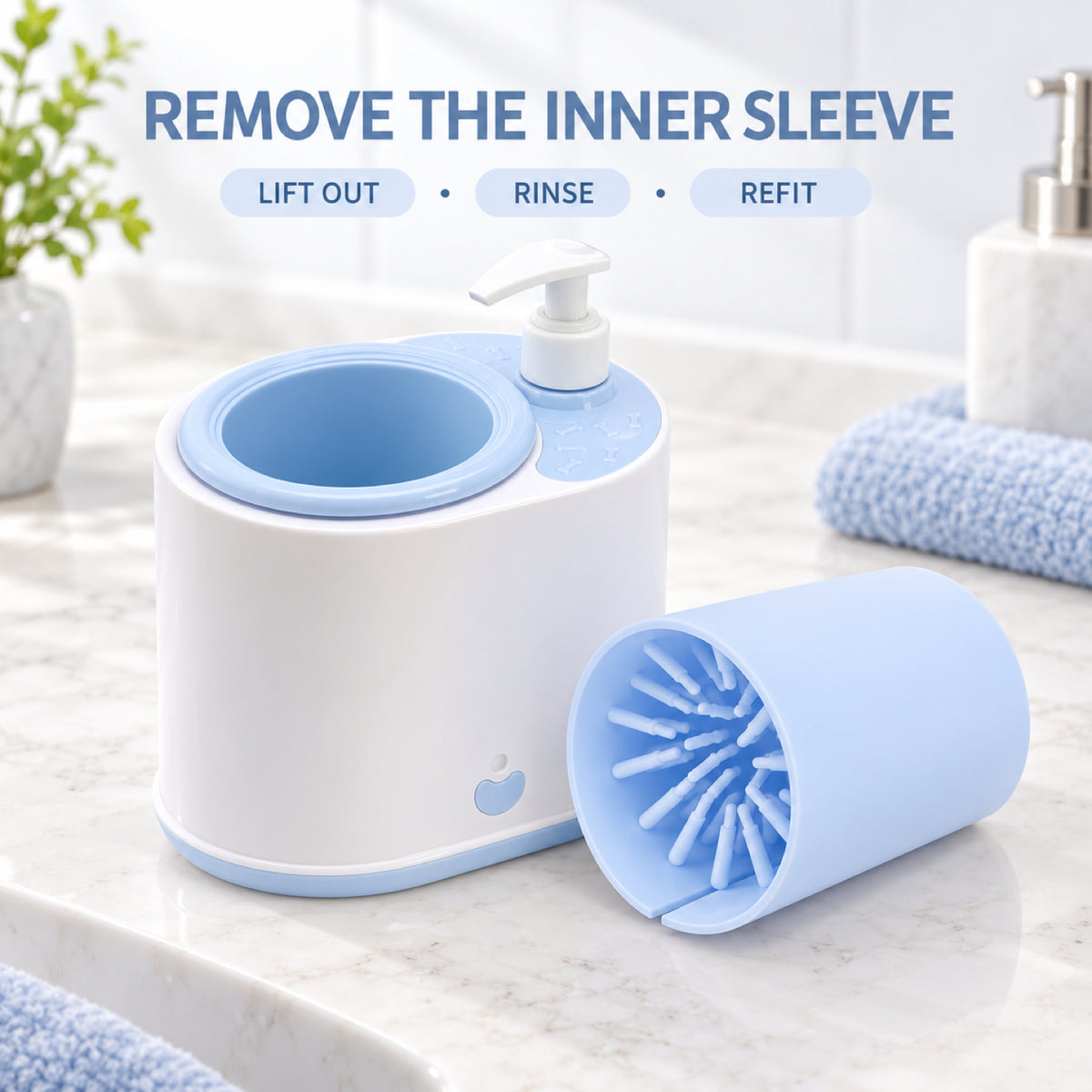 GAVPEPY Plastic Electric Paw Washer Cup, Sizes , White / Blue, White / Gray, after rainy walks, park visits and everyday outdoor trips; a reusable cup design for rinsing paws after walks and outdoor play image 3 - 3.jpg