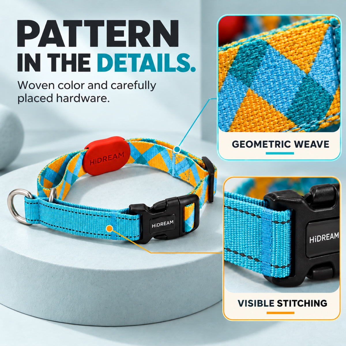 GAVPEPY Polyester Half-Check Dog Collar, Sizes L, M, Sunrise Pattern, Florida Pattern, for neighborhood walks, park visits and daily dog wear; an adjustable neckwear option for supervised walks and everyday outings image 4 - 3.jpg