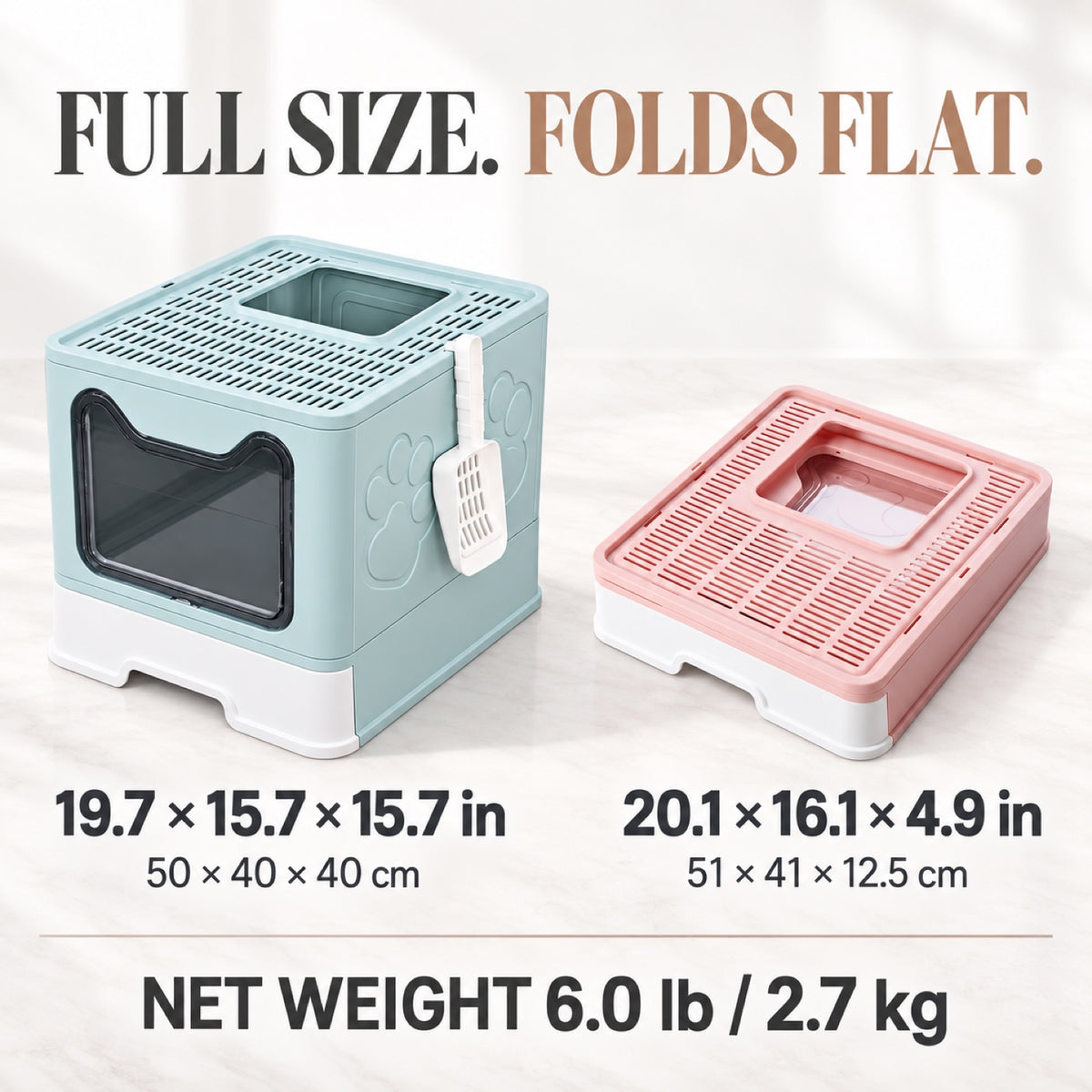 GAVPEPY Foldable Top-Entry Enclosed Cat Litter Box, 4 Options image 4 - 3.jpg