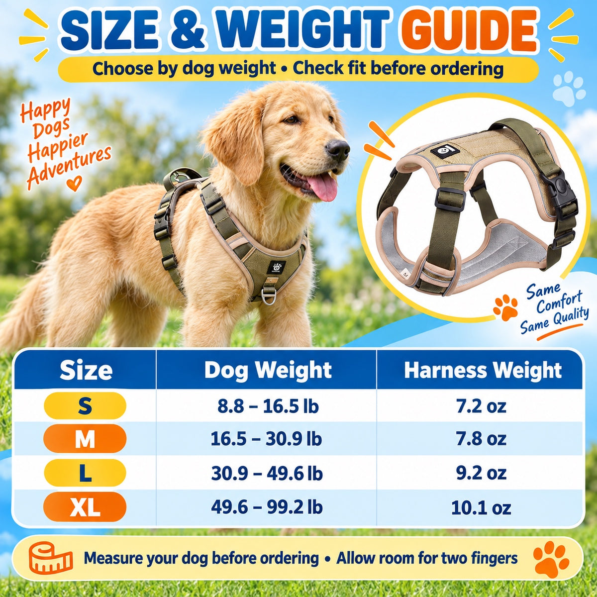 Padded No-Pull Dog Harness With Handle, 4 Colors and 4 Sizes, By GAVPEPY image 4 - 3.jpg