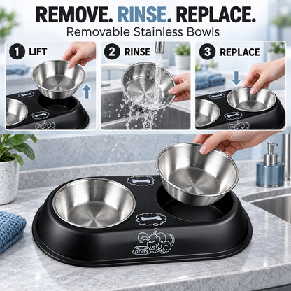 Monkey-Print Double Pet Bowl, 2 Sizes, By GAVPEPY image 4 - 3.jpg