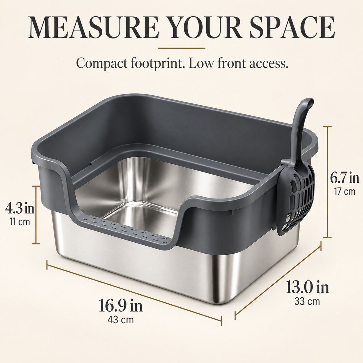 GAVPEPY Extra Large Stainless Steel High-Sided Cat Litter Box, 6 Options image 4 - 3.jpg