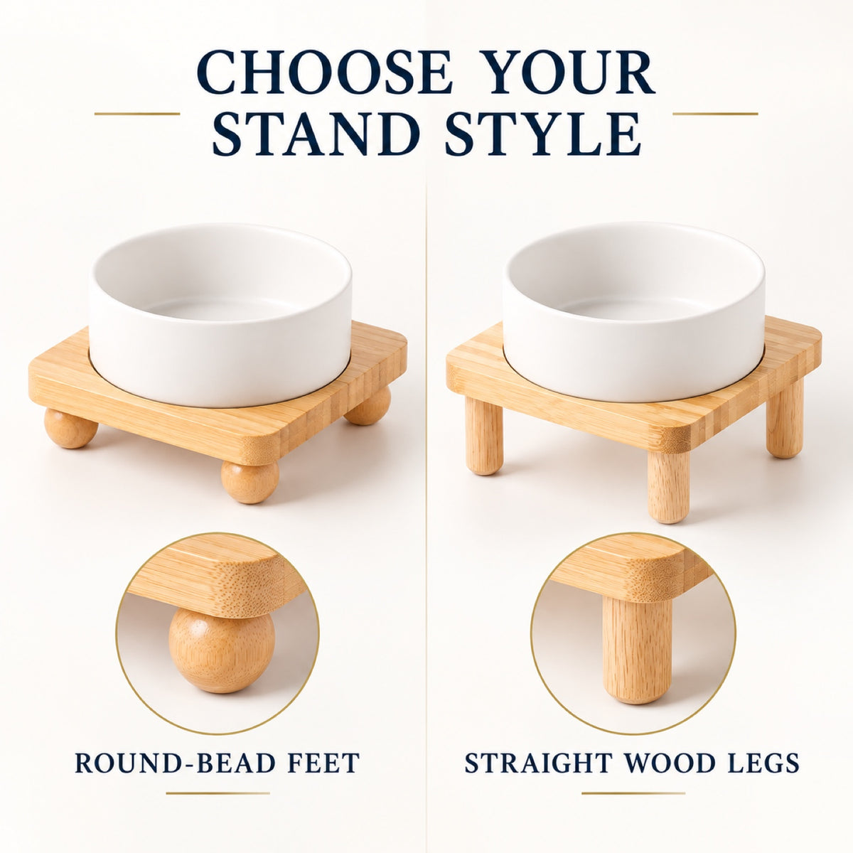 Raised Ceramic Pet Bowl with Single Bamboo Stand, 40 Options, By GAVPEPY image 4 - 3.jpg