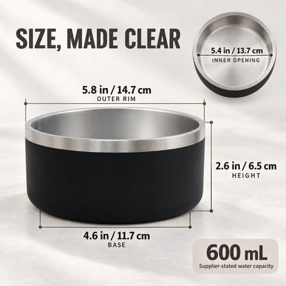 GAVPEPY Stainless Steel Pet Feeding Bowl, 14, 18 or 22 cm diameter, Red, Black, Blue, Green or White, for Everyday Dog and Cat Meals or Water at Home, wide rim and colored outer finish; a practical feeding setup for daily pet-care routines image 4 - 3.jpg