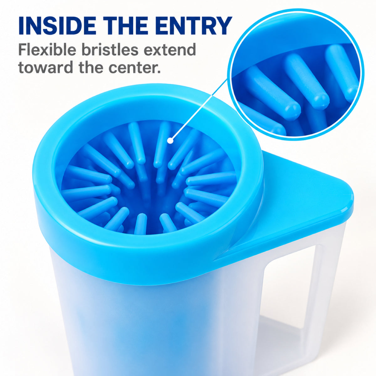 GAVPEPY PP plastic Handled Paw Washer with Towel Brush Option, Sizes M, L, Blue, Pink, Green, after rainy walks, park visits and everyday outdoor trips; a reusable cup design for rinsing paws after walks and outdoor play image 3 - 3.jpg