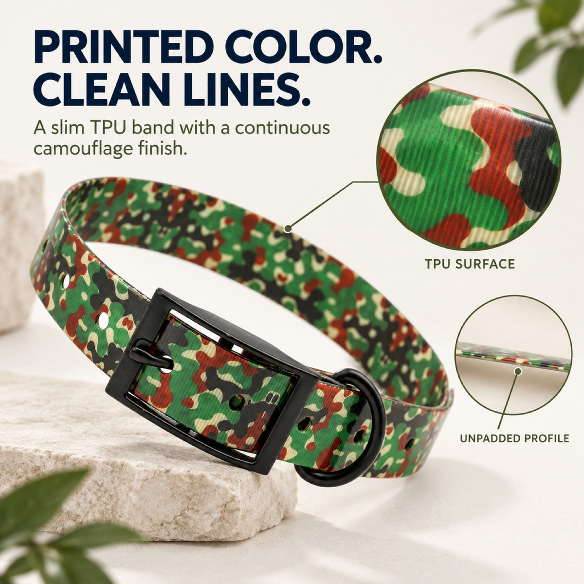 GAVPEPY TPU Camouflage Dog Collar, Size One Size, Muted Olive Rust Camo, Red Green Camo, Forest Green Camo, Tan Brown Camo, for daily dog walks and outdoor wear; adjustable neckwear with the selected finish and fit shown in the product photos image 4 - 3.jpg