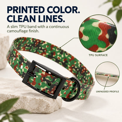 GAVPEPY TPU Camouflage Dog Collar, Size One Size, Muted Olive Rust Camo, Red Green Camo, Forest Green Camo, Tan Brown Camo, for daily dog walks and outdoor wear; adjustable neckwear with the selected finish and fit shown in the product photos image 4 - 3.jpg