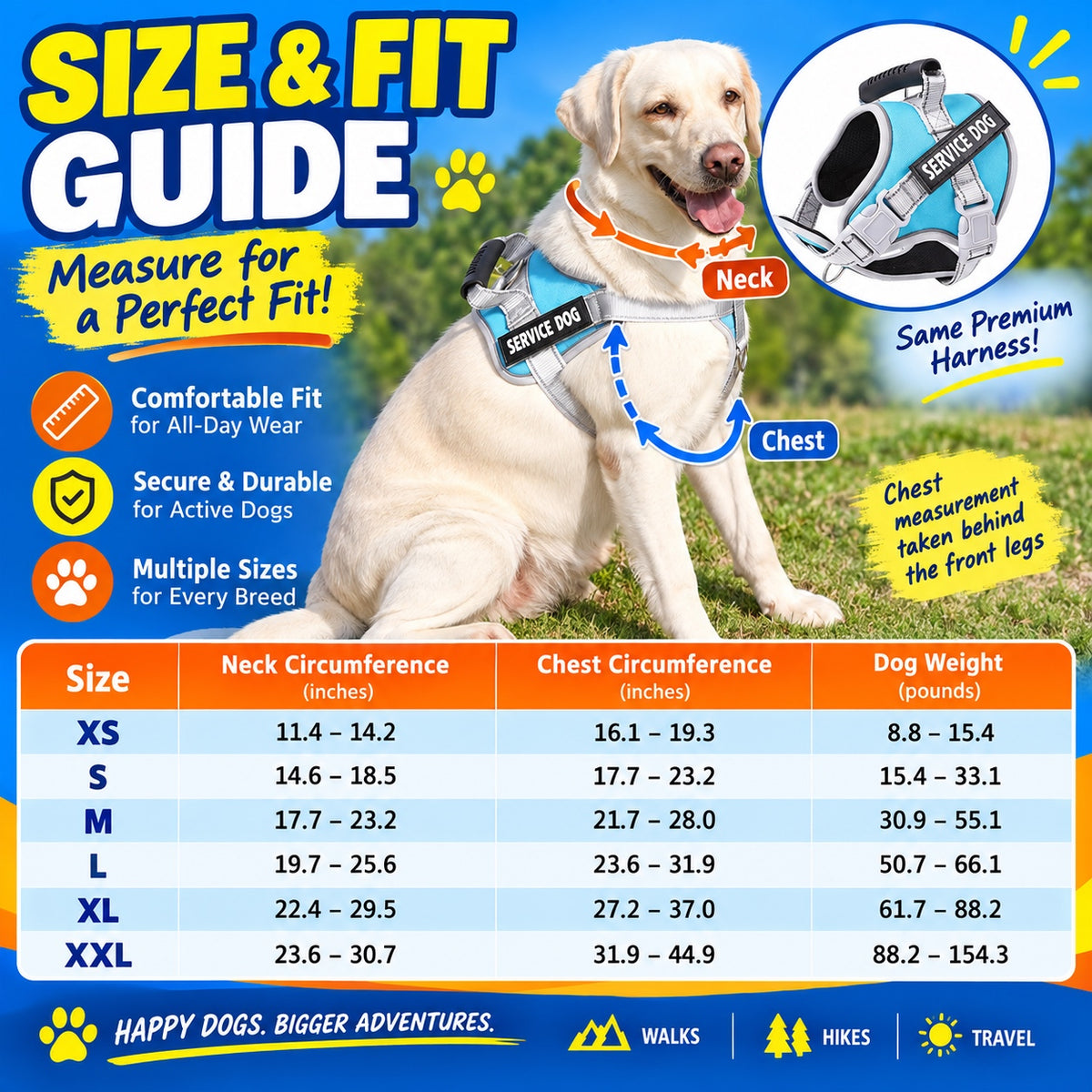 Reflective Service Dog Harness, 10 Colors and 6 Sizes, By GAVPEPY image 4 - 3.jpg