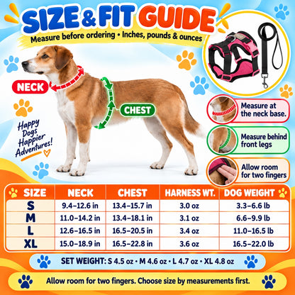 Breathable Mesh Dog Harness and Leash Set, 6 Colors and 4 Sizes, By GAVPEPY image 4 - 3.jpg