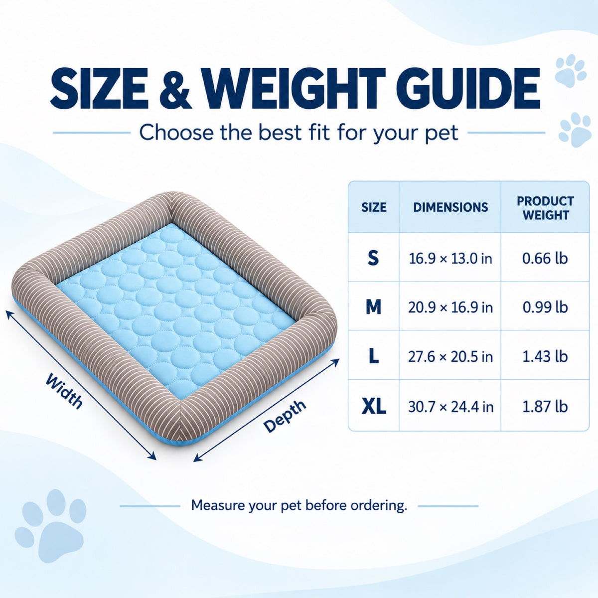 Ice Silk Stripe Cooling Pet Bed, 3 Colors & 4 Sizes, By GAVPEPY image 4 - 3.jpg