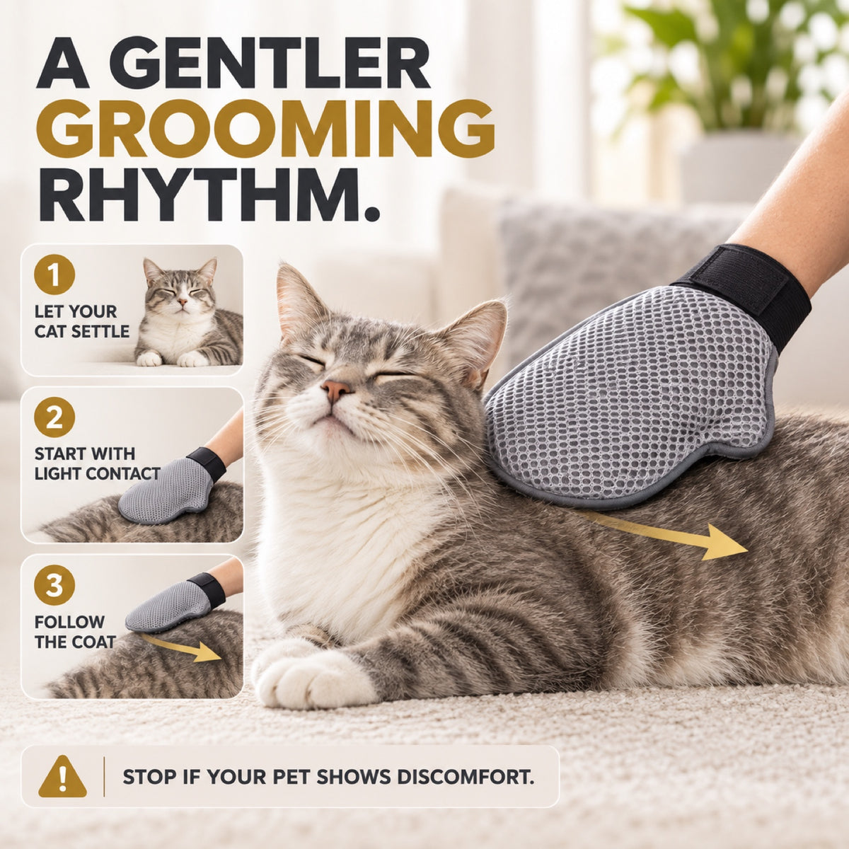 Right-Hand Pet Grooming Glove, Gray, By GAVPEPY image 4 - 3.jpg
