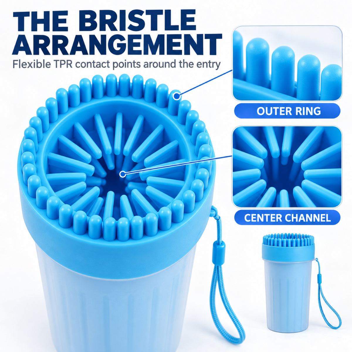 GAVPEPY TPR Silicone-Brush Paw Washer Cup, Sizes M, L, Blue, Green, Pink, after rainy walks, park visits and everyday outdoor trips; a reusable cup design for rinsing paws after walks and outdoor play image 3 - 3.jpg
