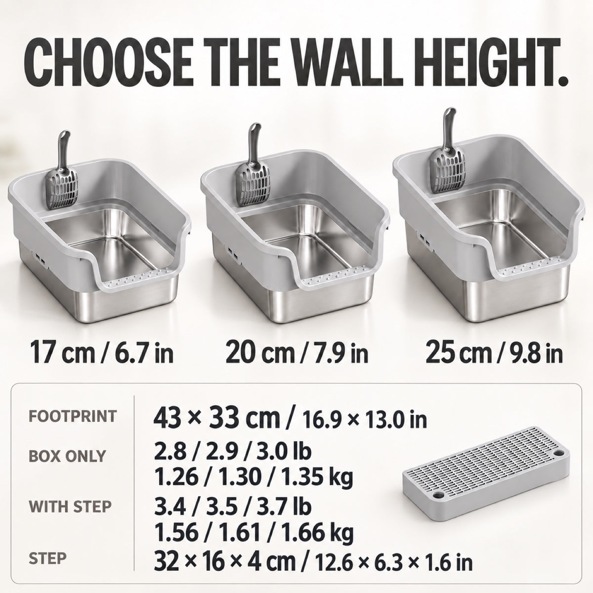GAVPEPY Stainless Steel High-Sided Cat Litter Box, 18 Options image 4 - 3.jpg