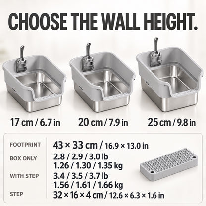 GAVPEPY Stainless Steel High-Sided Cat Litter Box, 18 Options image 4 - 3.jpg