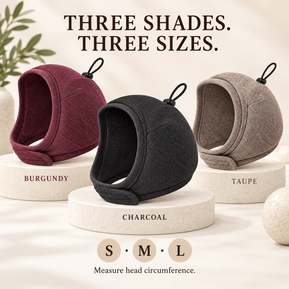 GAVPEPY Polyester Dog Ear Snood, Burgundy, Charcoal or Brown in S, M and L, for covering canine ears during supervised wind, grooming and daily routines, home, travel, grooming and outdoor walks, soft ribbed fabric, an open face and a top adjustment image 4 - 3.jpg