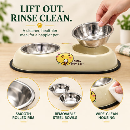 Chicken-Print Double Pet Bowl, 2 Sizes, By GAVPEPY image 4 - 3.jpg