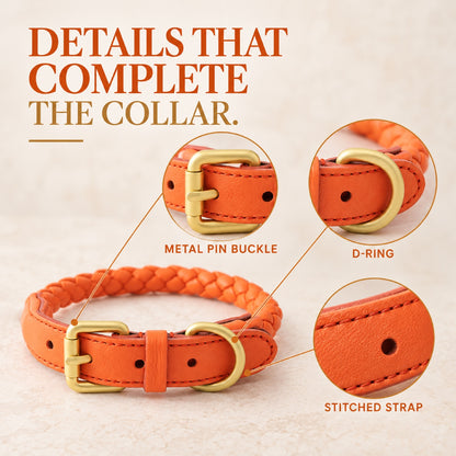 GAVPEPY Leather-style material Braided Dog Collar, Sizes S, M, L, Yellow, Orange, Blue, Gray, for neighborhood walks, park visits and daily dog wear; an adjustable neckwear option for supervised walks and everyday outings image 4 - 3.jpg