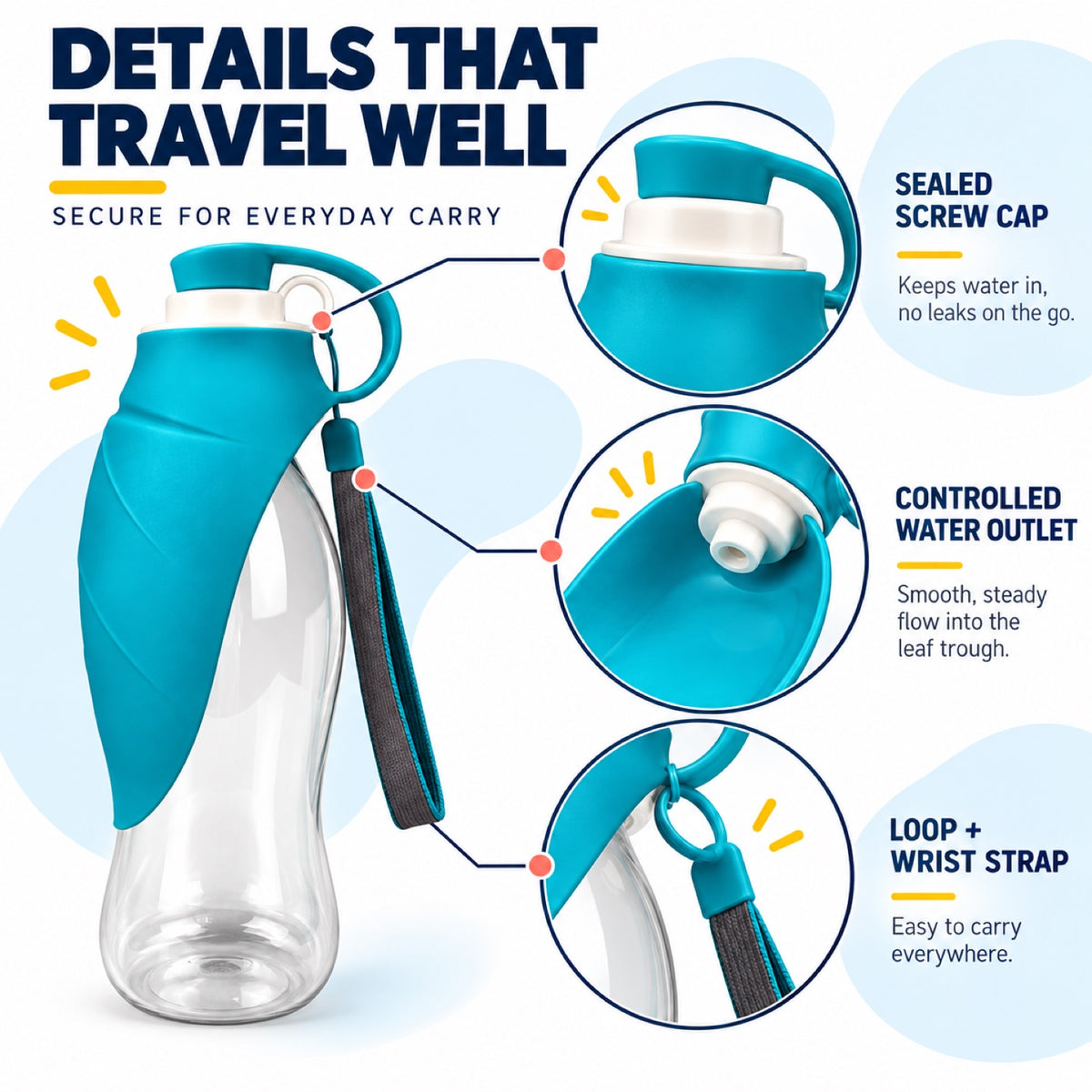 Foldable Silicone Pet Water Bottle, 580 mL, 4 Colors, By GAVPEPY image 4 - 3.jpg