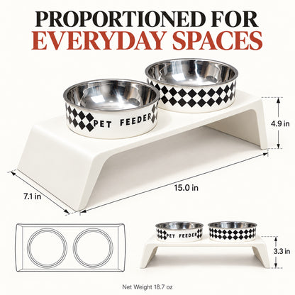 Grid Stainless Steel Double Pet Bowl, White, By GAVPEPY image 4 - 3.jpg