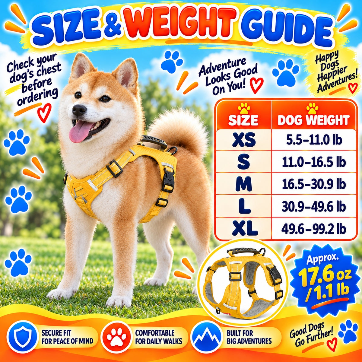 Adjustable Dog Harness Vest, 3 Colors and 5 Sizes, By GAVPEPY image 4 - 3.jpg